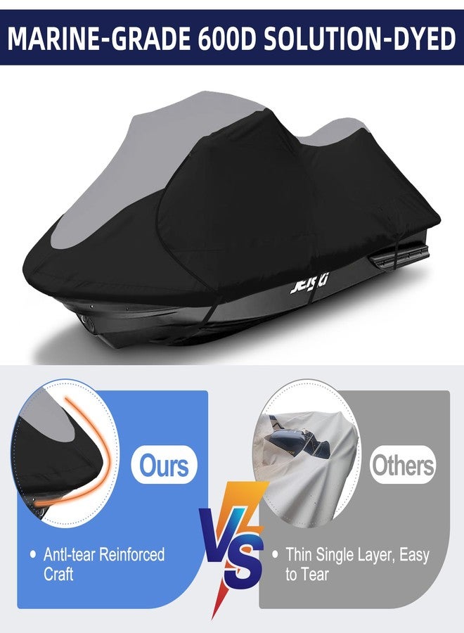 zenicham 600D Jet Ski Cover Fits from 136"-145" (3 Seater), Gray & Black - Image 2
