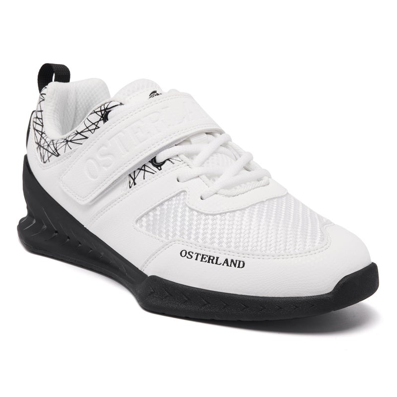 Osterland Weightlifting Shoes for Men Women 14 Inch Elevated Heel Squat Shoes Non Slip Breathable Training Shoes for Powerlifting Deadlifting Gym Workout BlackWhite - Image 2