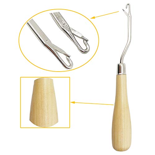 ROYHOO 10PCS Wooden Bent Latch Hook Tool Knitting Tool Needle Hook with Wood Handle for Crafts Carpet - Image 2