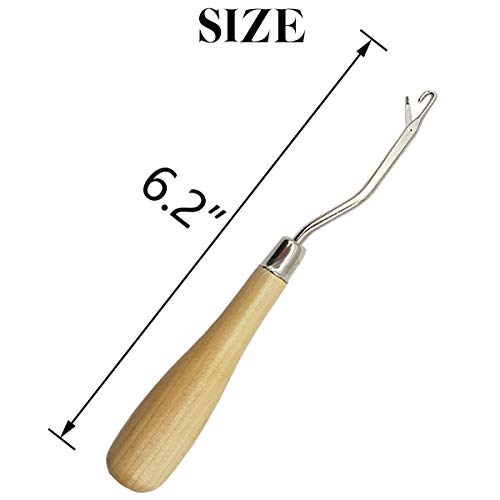 ROYHOO 10PCS Wooden Bent Latch Hook Tool Knitting Tool Needle Hook with Wood Handle for Crafts Carpet - Image 5