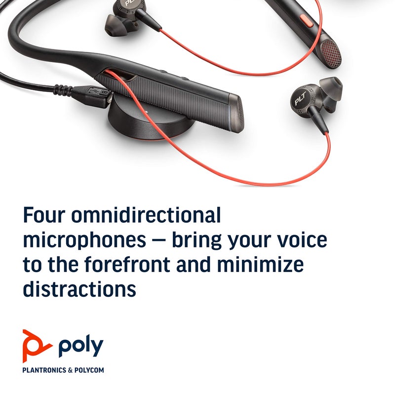 Poly Voyager 6200 UC - Bluetooth Dual-Ear (Stereo)Earbuds Neckband Headset - USB-A Compatible to connect to your PC Mac - Works with Teams, Zoom & more - Active Noise Canceling, Black (208748-01) - Image 4