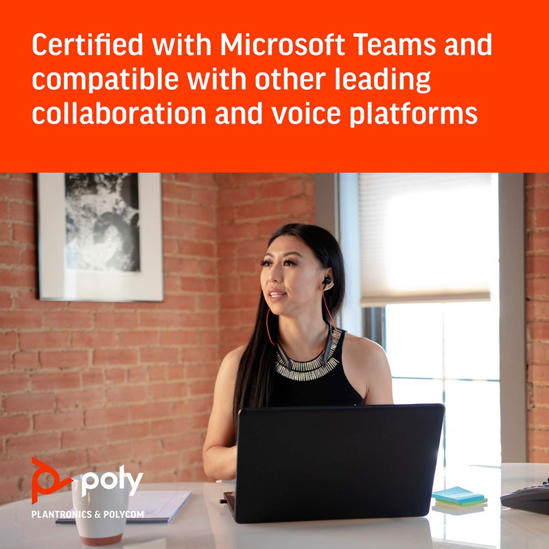 Poly Voyager 6200 UC - Bluetooth Dual-Ear (Stereo)Earbuds Neckband Headset - USB-A Compatible to connect to your PC Mac - Works with Teams, Zoom & more - Active Noise Canceling, Black (208748-01) - Image 3