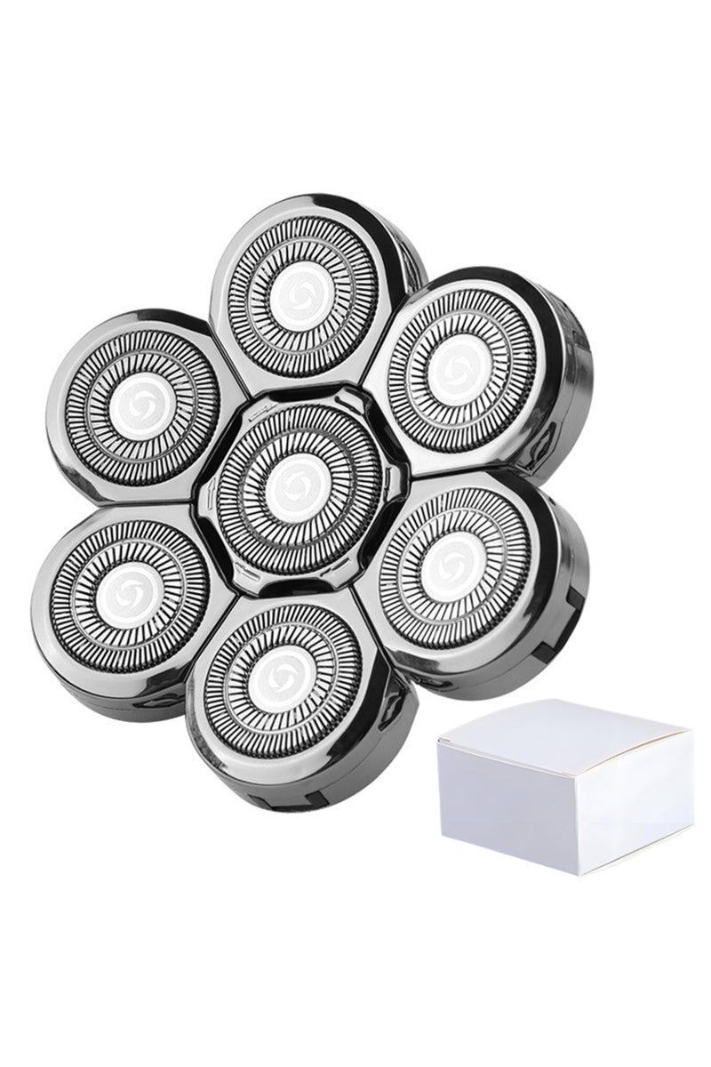 إيروريكس رأس ماكينة حلاقة كهربائية عائمة بسبع شفرات فضية قابلة للاستبدال، ثلاثية الأبعاد، رباعية الأبعاد، خماسية الأبعاد، سداسية الأبعاد، سباعية الأبعاد، ثمانية الأبعاد، وتسعة الأبعاد، مع أداة تشذيب الأنف الاحتياطية.