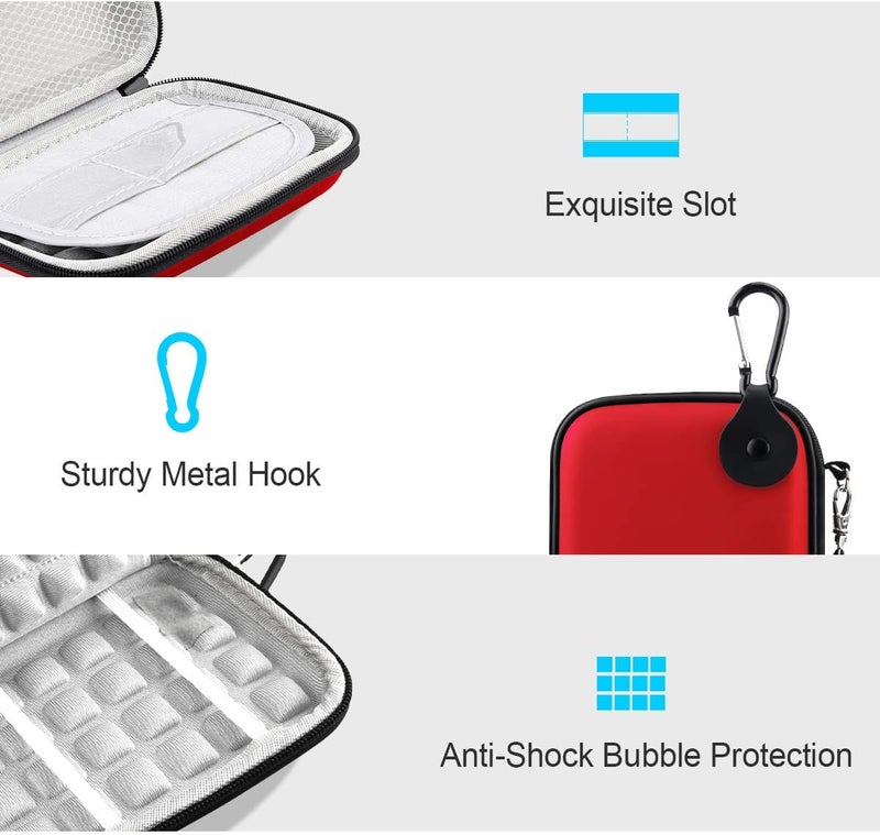 Lacdo Hard Drive Carrying Case for Western Digital WD Elements/WD My Passport/My Passport Ultra Portable External Hard Drive HDD 1TB 2TB 4TB 5TB 6TB USB 3.0 Protective Storage Travel Bag, Red - Image 3