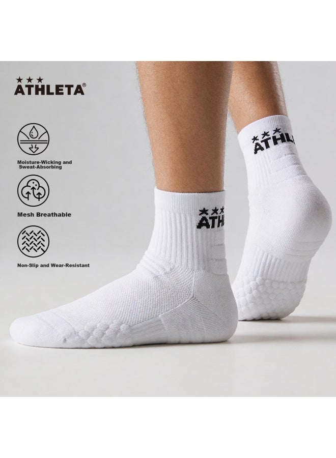 Athleta Sports Socks Uni Running Training Sweat-absorbent Terry Sole Professional Sports Socks White - Image 1