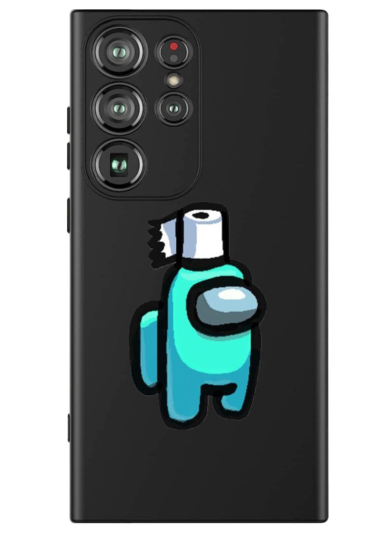 Theodor Protective Slim Fit Case Liquid Silicone Cover with Full Body Protection Anti-Scratch Shockproof Case For Samsung Galaxy S24 Ultra (Black) - Among us tissue roll - Image 1