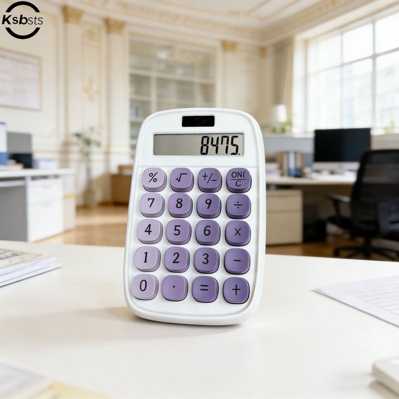 Pink Color Simple Rounded Corner 8 Digit Large Screen Electronic Calculator Solar Battery Dual Power Supply For Finance Office Students Exams Square Root Percentage Calculations Stylish - Image 5