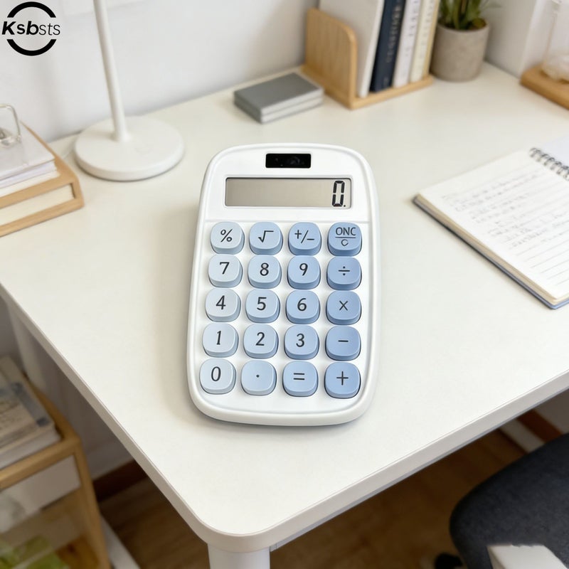 Pink Color Simple Rounded Corner 8 Digit Large Screen Electronic Calculator Solar Battery Dual Power Supply For Finance Office Students Exams Square Root Percentage Calculations Stylish - Image 4