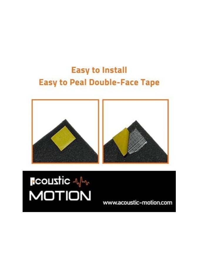Acoustic Motion Acoustic Foam Panels-Sound Proof 2X1 design Panel With Self-Adhesive Set Of 12 3X30X30Cm Dark Grey Stylish Acoustic Panels Basic For studio,recording,home,Acoustic Room Treatment - Image 5