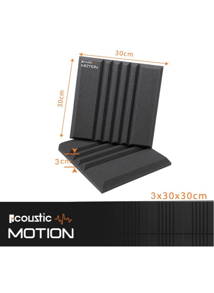 Acoustic Motion Acoustic Foam Panels-Sound Proof 2X1 design Panel With Self-Adhesive Set Of 12 3X30X30Cm Dark Grey Stylish Acoustic Panels Basic For studio,recording,home,Acoustic Room Treatment - Image 3