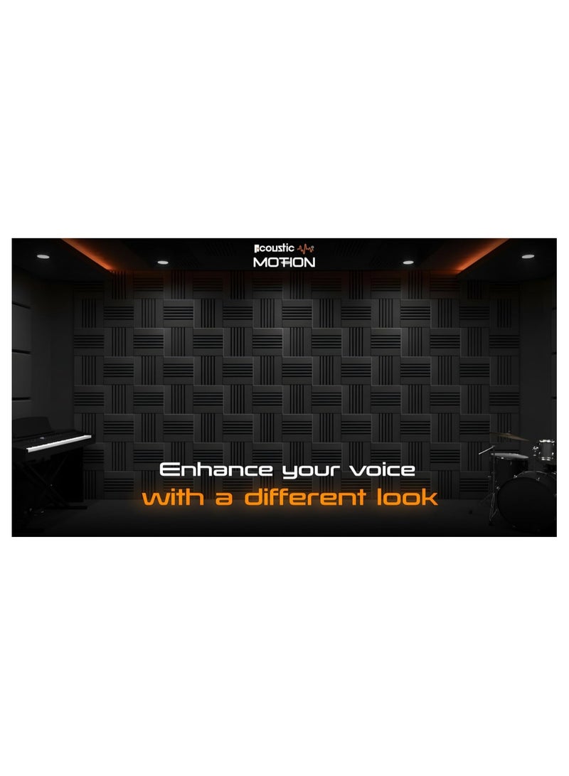Acoustic Motion Acoustic Foam Panels-Sound Proof 2X1 design Panel With Self-Adhesive Set Of 12 3X30X30Cm Dark Grey Stylish Acoustic Panels Basic For studio,recording,home,Acoustic Room Treatment - Image 4
