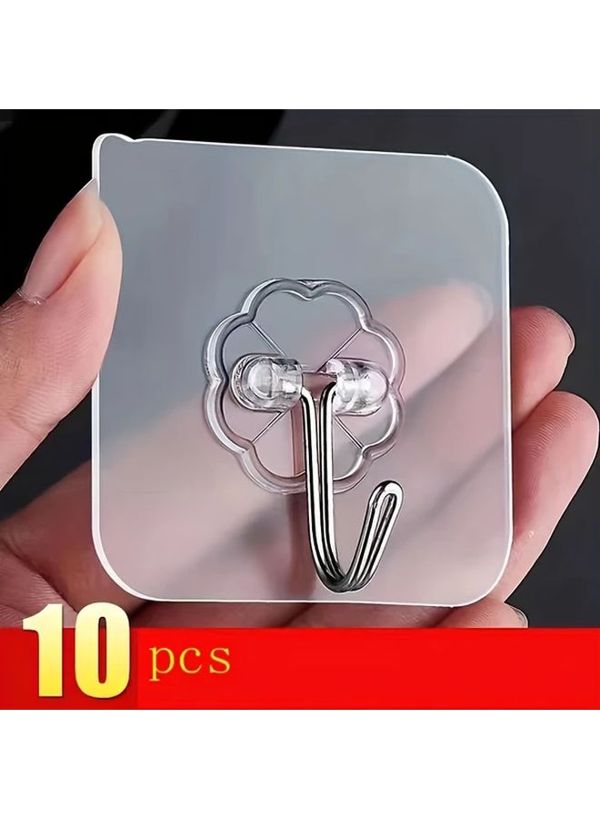 Transparent Heavy Duty Waterproof Adhesive Hooks 10pcs Traceless Bathroom Wall Mount - Image 1