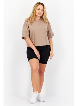 Adidas Women Sportswear Fit Short Sleeve Outdoor Top, Taupe  - Image 2