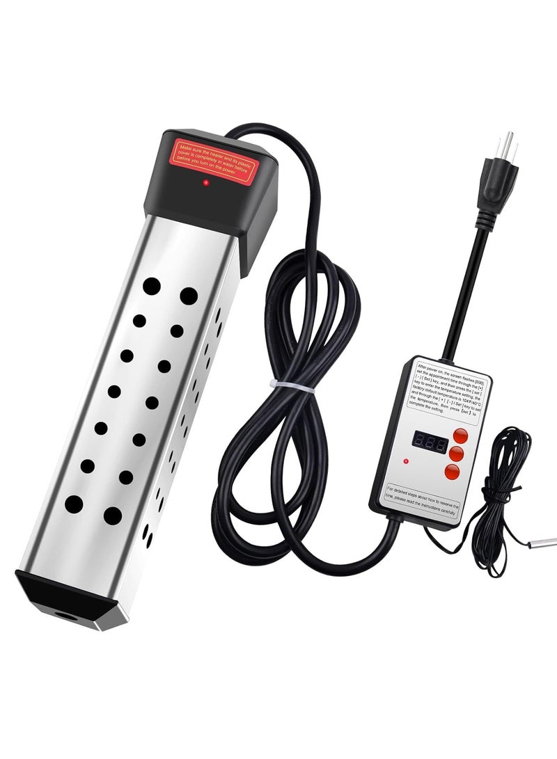 Immersion Water Heater, 2000W Portable Water Heater with LCD Thermostat, 304 Stainless Steel Guard Anti-scalding Water Heater - Heat 5 Gallons Water in Minutes - Image 1