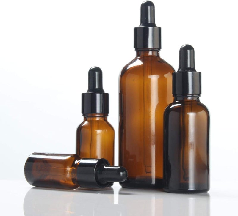 FUFU Empty Amber Glass Dropper Bottles (20ML) - 2 Pieces - Image 2