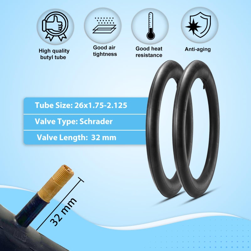 MOHEGIA 2-Pack Cruiser Bike Tires Set: MOHEGIA 26 x 2.125 Inch Folding Tires, Inner Tubes, and Tire Levers Replacement Kit for Beach Cruiser Bicycle -White Walled - Image 5