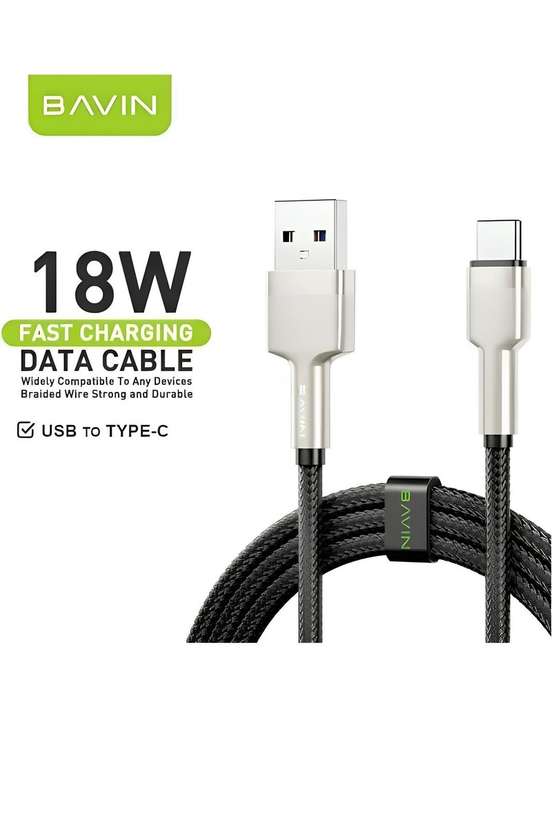 Bavin 18W Nylon Braided USB Type-C Fast Charging Cable 1m - Image 1