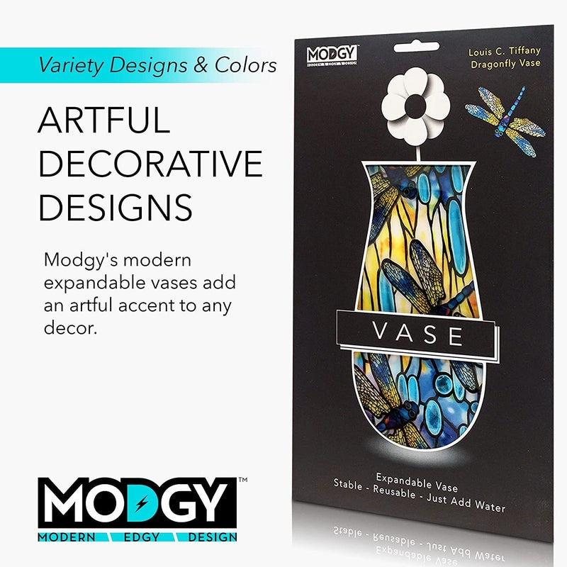 MODGY Collapsible and Expandable Plastic Flower Vase, Unbreakable, Foldable, Decorative Modern Centerpieces, Table Decorations, Louis C. Tiffany Dragonfly, 1 Pack - Image 5