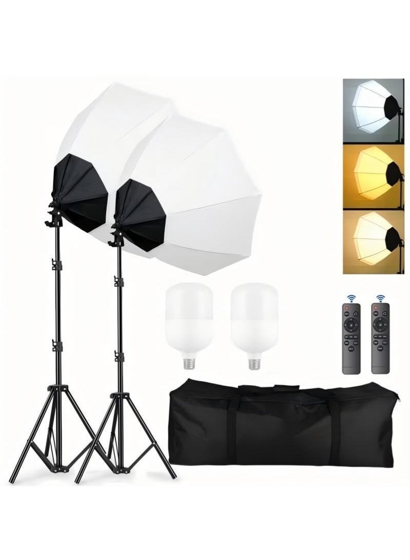 والالا طقم إضاءة سوفت بوكس للتصوير مع 2 مصابيح 280 واط 3 ألوان وصناديق سوفت بوكس وحقيبة حمل للتصوير الفوتوغرافي للصور الشخصية وتصوير المنتجات - Image 1