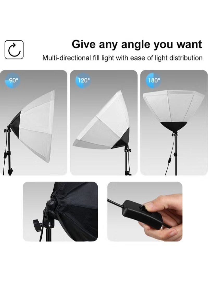 والالا طقم إضاءة سوفت بوكس للتصوير مع 2 مصابيح 280 واط 3 ألوان وصناديق سوفت بوكس وحقيبة حمل للتصوير الفوتوغرافي للصور الشخصية وتصوير المنتجات - Image 4