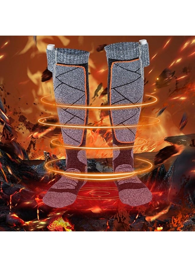 Thickened and extended heated socks, rechargeable battery, 2200mAh, unisex, three heating modes, suitable for mountaineering, hiking, hunting, cycling, battery included (grey). - Image 3