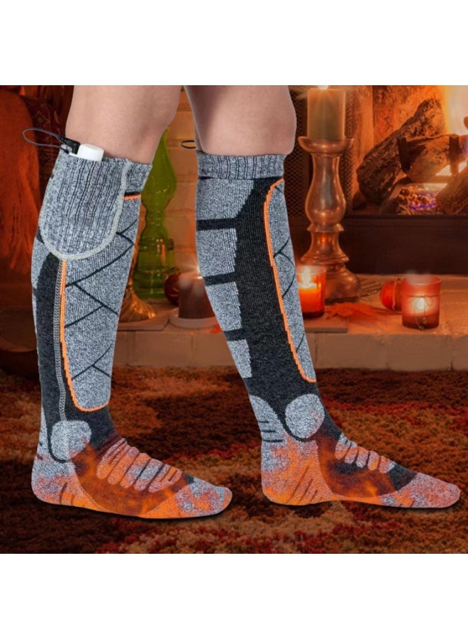 Thickened and extended heated socks, rechargeable battery, 2200mAh, unisex, three heating modes, suitable for mountaineering, hiking, hunting, cycling, battery included (grey). - Image 4