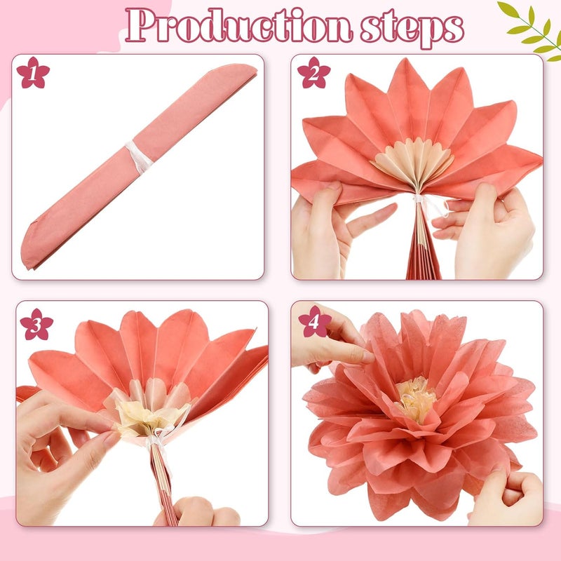 Geyee 18 Pcs Mexican Paper Flowers Colorful Fiesta Tissue Paper Flowers Pom Poms Mexican Carnival for Floral Party Backdrop Wedding Birthday Party Craft, 6" 8" 10"(Vintage Color) - Image 4