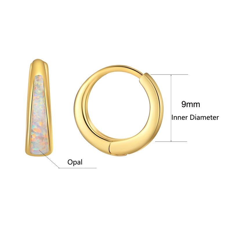 Jacruces Opal Huggie Earrings for Women Trendy 14k Gold Plated Huggie Hoop Earrings Small Silver Earring Opal Jewelry Birthday Gifts for Women Mom Her - Image 2