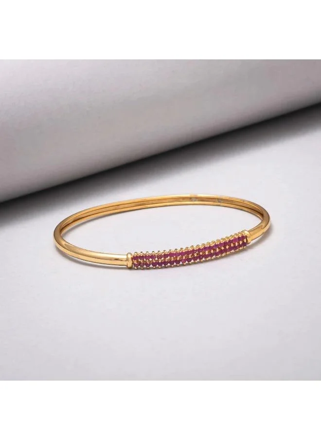 VOYLLA Sparkling Elegance Lattice Pattern Round Cut CZ Gold Plated Brass Bracelet