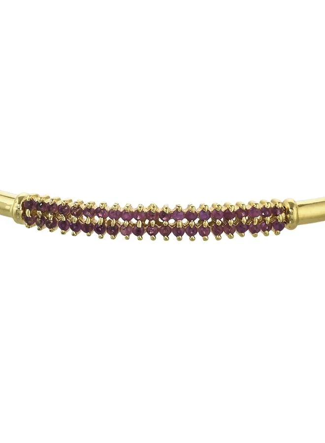 VOYLLA Sparkling Elegance Lattice Pattern Round Cut CZ Gold Plated Brass Bracelet