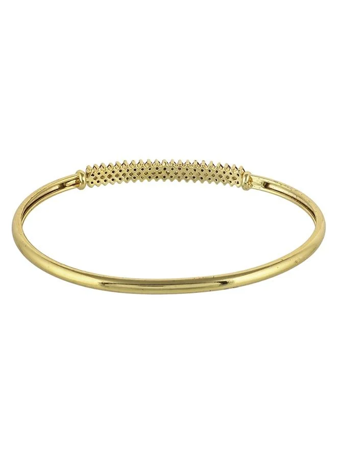 VOYLLA Sparkling Elegance Lattice Pattern Round Cut CZ Gold Plated Brass Bracelet