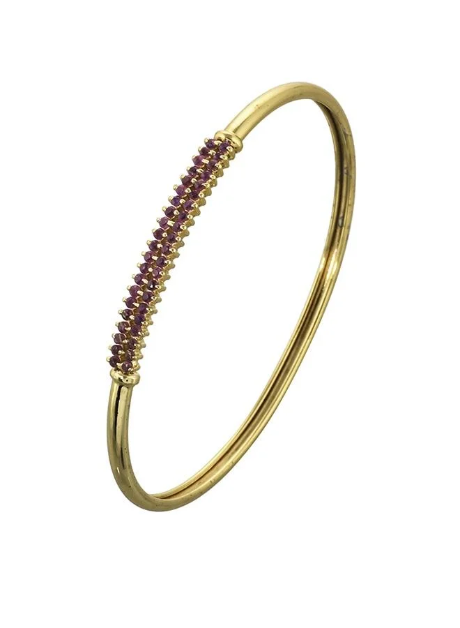 VOYLLA Sparkling Elegance Lattice Pattern Round Cut CZ Gold Plated Brass Bracelet