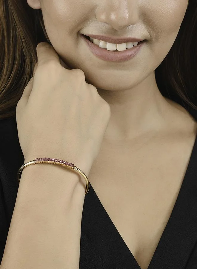 VOYLLA Sparkling Elegance Lattice Pattern Round Cut CZ Gold Plated Brass Bracelet