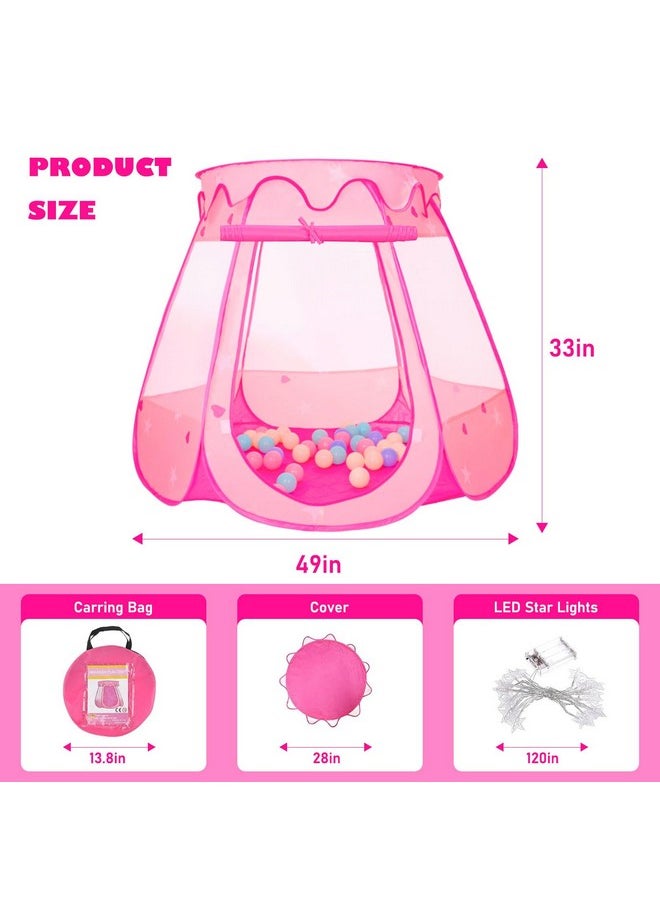 Volscity - Pop Up Princess Tent With 50 Balls,Ball Pit With Star Lights For 1 2 3 Year Old Girl Birthday Gift,Princess Toys For Toddlers With Carrying Bag,Play Tent For Kids Indoor|Outdoor - Image 1