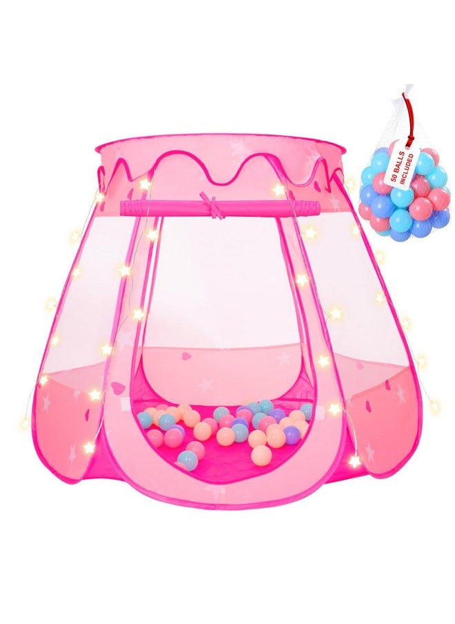 Volscity - Pop Up Princess Tent With 50 Balls,Ball Pit With Star Lights For 1 2 3 Year Old Girl Birthday Gift,Princess Toys For Toddlers With Carrying Bag,Play Tent For Kids Indoor|Outdoor - Image 1