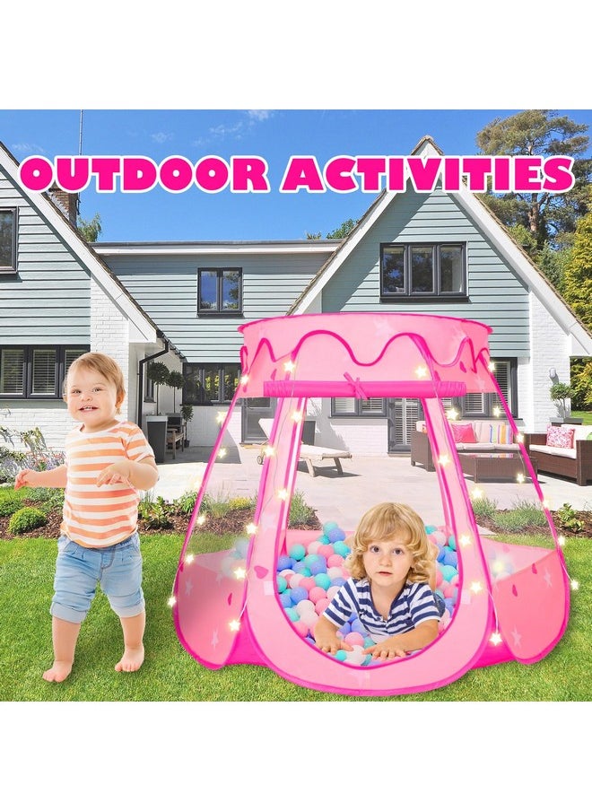 Volscity - Pop Up Princess Tent With 50 Balls,Ball Pit With Star Lights For 1 2 3 Year Old Girl Birthday Gift,Princess Toys For Toddlers With Carrying Bag,Play Tent For Kids Indoor|Outdoor - Image 1