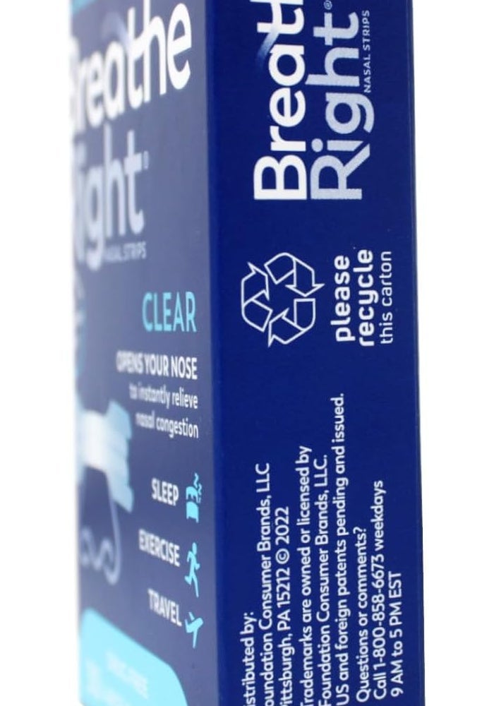 Breathe Right Nasal Strips Clear for Sensitive Skin - Large Size, 30 Count - Image 5