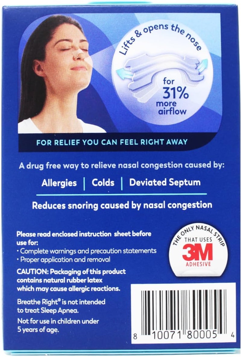 Breathe Right Nasal Strips Clear for Sensitive Skin - Large Size, 30 Count - Image 2
