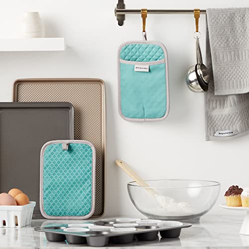 KitchenAid Asteroid Pot Holder 2Pack Set Aqua Sky 7x10 - Image 3