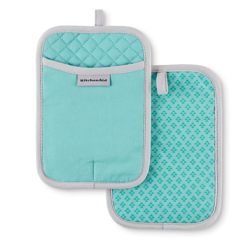 KitchenAid Asteroid Pot Holder 2Pack Set Aqua Sky 7x10 - Image 2