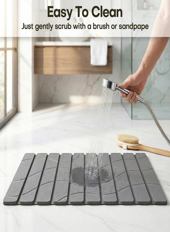 Linidcoud Foldable Stone Bath Mat, Non Slip Large Diatomaceous Shower Mat, Super Absorbent Quick Drying Stone Mat for Bathroom Kitchen Floor Counter Sink,Easy to Clean & Store (24" x 16" Dark Gray) - Image 5