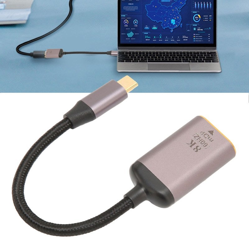 USB C To Mini DisplayPort Adapter: 8K 60Hz Aluminum Shell Plug And Play Bidirectional Projection - Dual Mode Universal Compatibility For Laptops Tablets Desktop Computers - Image 2