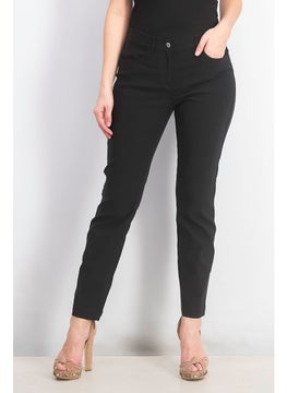 Tchibo Women Regular Fit Plain Skinny Pants, Black  - Image 1