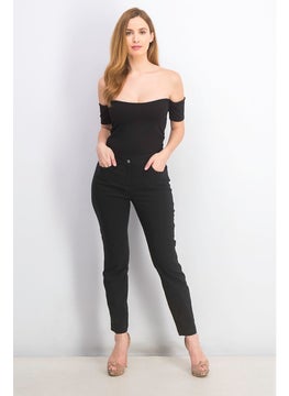 Tchibo Women Regular Fit Plain Skinny Pants, Black  - Image 2