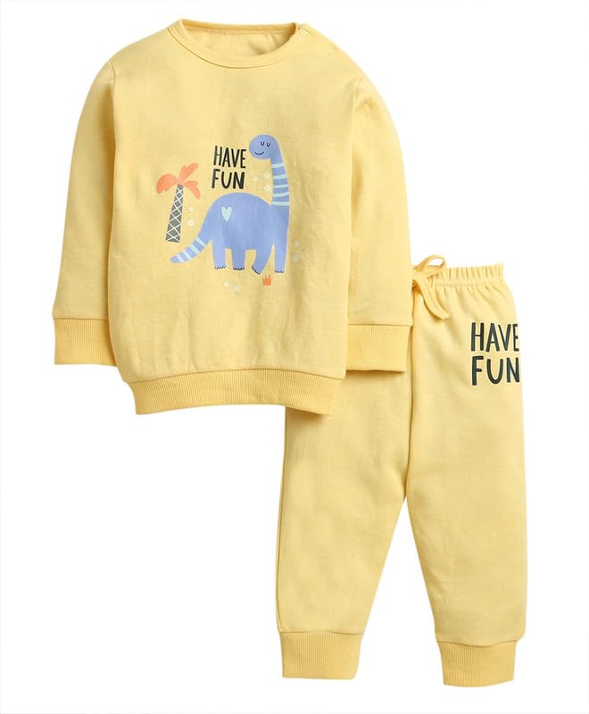 BUMZEE Yellow Boys Full Sleeves Cotton Sweatshirt & Jogger Set Age - 6-12 Months (Peb9993C-ylw) - Image 1