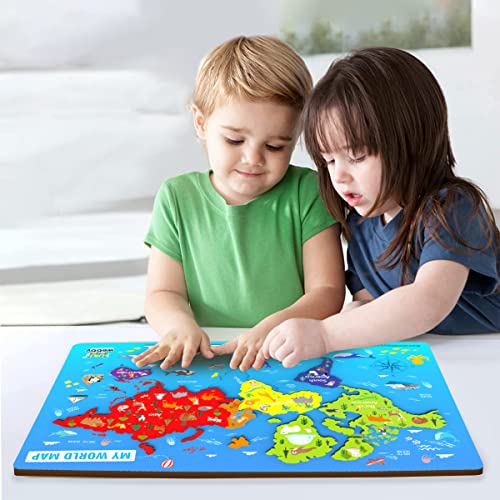 Webby Wooden Educational World Continent Map, Continents Learning, Board Puzzle for 4, 5, 6, 7, 8 Year Old Kids - Image 4