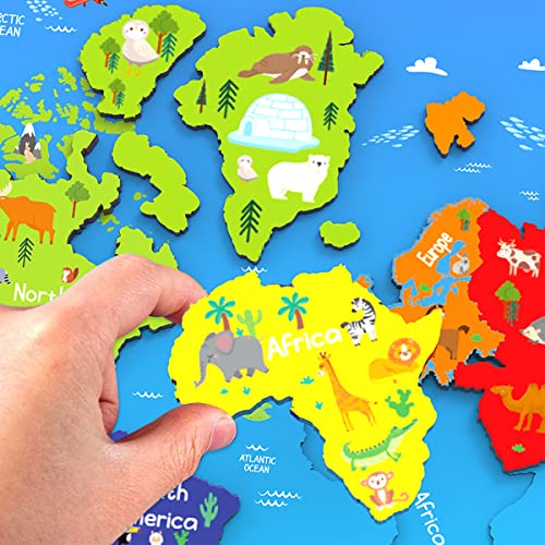 Webby Wooden Educational World Continent Map, Continents Learning, Board Puzzle for 4, 5, 6, 7, 8 Year Old Kids - Image 5
