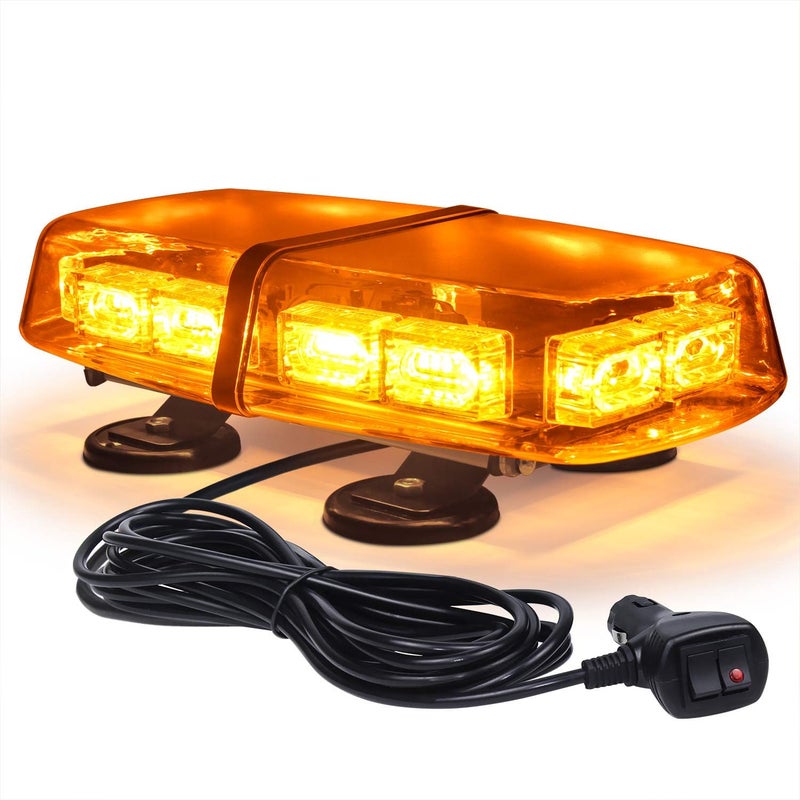 LINKITOM Rooftop LED Strobe Lights - 72 LED High Intensity Emergency Flashing Warning Light with Strong Magnet Base for 12-24V Vehicles (Amber) - Image 1