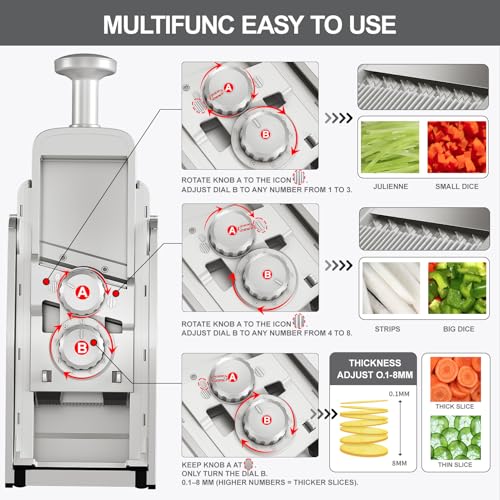 SUPMAKIN Safe Mandoline Slicer, Adjustable Vegetable Food Slicer and Chopper, Potato Fries Fry Cutter, Veggie Salad Chopper, New Kitchen Chopping Artifact Gifts 2026 (SliverGray) - Image 4