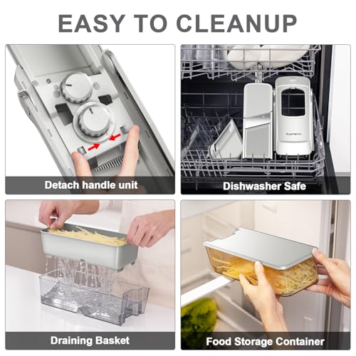 SUPMAKIN Safe Mandoline Slicer, Adjustable Vegetable Food Slicer and Chopper, Potato Fries Fry Cutter, Veggie Salad Chopper, New Kitchen Chopping Artifact Gifts 2026 (SliverGray) - Image 5